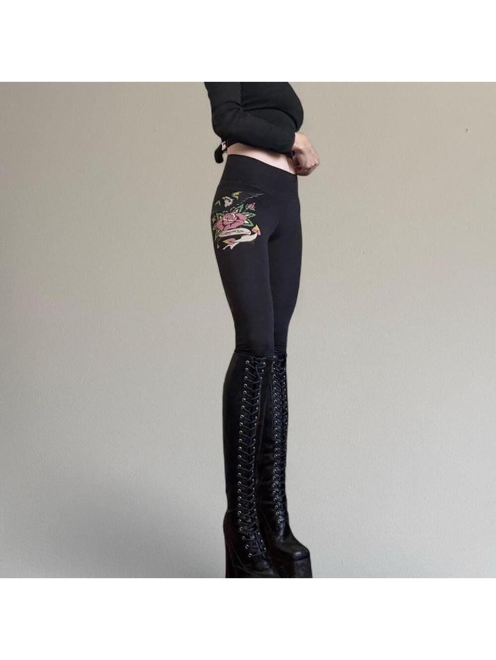 Y2K Ed Hardy tattoo print leggings. Size XS. - Picture 6 of 6